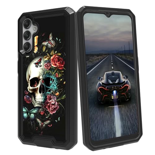 BEOTIWAD Schutzhülle für Samsung Galaxy A16 5G mit Schmetterlingsschädel und Blume, gemischt, zweilagig, strapazierfähig, stoßfest, robust, Schutzhülle für Samsung A16 5G BEOTIWAD Schutzhülle für Samsung Galaxy A16 5G mit Schmetterlingsschädel und Blume, gemischt, zweilagig, strapazierfähig, stoßfest, robust, Schutzhülle für Samsung A16 5G von BEOTIWAD