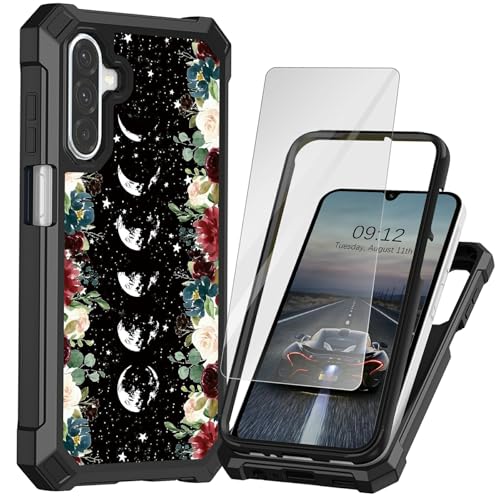 BEOTIWAD Schutzhülle für Samsung Galaxy A36 5G 16,8 cm (6,6 Zoll), mit Displayschutzfolie, Galaxy A36 5G, doppellagig, strapazierfähig, stoßfest, hartes Polycarbonat und weiches TPU, Motiv: Mond mit von BEOTIWAD