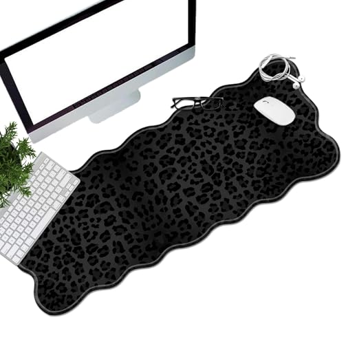 BEOTIWAD Schwarze Schreibtischunterlage mit Leopardenmuster, 80 x 30 cm, XL-Mauspad, großes Mauspad mit genähten Kanten, Schreibtischunterlage für Arbeit, Spiel, Büro, Zuhause BEOTIWAD Schwarze Schreibtischunterlage mit Leopardenmuster, 80 x 30 cm, XL-Mauspad, großes Mauspad mit genähten Kanten, Schreibtischunterlage für Arbeit, Spiel, Büro, Zuhause von BEOTIWAD