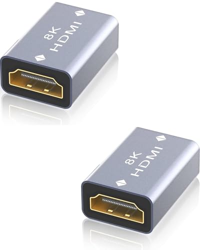 HDMI Koppler 8K, HDMI 2.1 Buchse zu Buchse HDMI Verlängerungsadapter, unterstützt 8K@60Hz / 4K@120Hz 120UHD, 7680 * 4320 Auflösung, 3D, HDR, ARC für Laptop, PC, Monitor, Roku TV, 2er Pack von BEQOOL