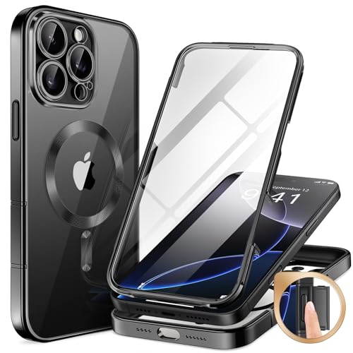 BERFY Magnetische Schutzhülle für iPhone 16 Pro Max, kompatibel mit MagSafe, [integrierter 9H-Displayschutz aus gehärtetem Glas und verbesserter Kameraschutz] Ganzkörper-Schutzhülle für 16 Pro Max, von BERFY