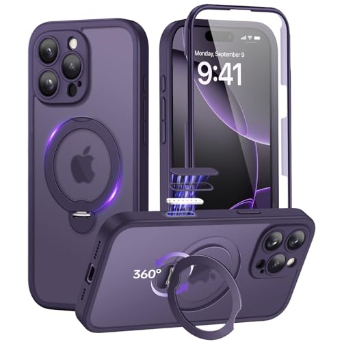 BERFY Schutzhülle für iPhone 16 Pro Max mit 360° drehbarem Magnetständer, kompatibel mit MagSafe, eingebauter Glas-Displayschutz und Standring, matt, durchscheinend, für 16 ProMax 17,5 cm (6,9 Zoll BERFY Schutzhülle für iPhone 16 Pro Max mit 360° drehbarem Magnetständer, kompatibel mit MagSafe, eingebauter Glas-Displayschutz und Standring, matt, durchscheinend, für 16 ProMax 17,5 cm (6,9 Zoll von BERFY