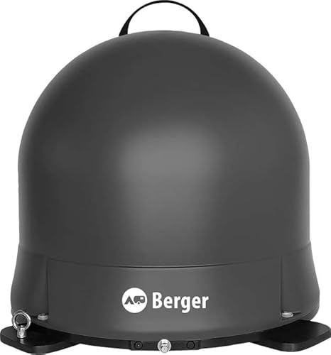 Berger Move 2.0 Mobile Satelliten-Antenne | Parabolantenne für Satellitenempfang | Portable Outdoor Camping SAT - Antenne (grau) von BERGER