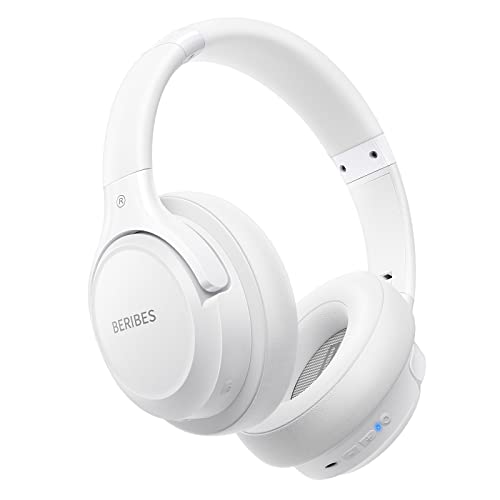 BERIBES Bluetooth Kopfhörer Over Ear, 65 Std Kopfhörer Kabellos Bluetooth mit 6 EQ-Modi, HiFi Stereo, Eingebautes Mikrofon, Faltbares Wireless Headphones für Handys/iPad/Laptops/PC (Weiß) von BERIBES