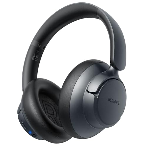 BERIBES Bluetooth Kopfhörer Over-Ear,Active Noise Cancelling Kopfhörer mit Mikrofon,Transparenten Modi, 70h Spielzeit im ANC-Modus,Hi-Res Audio, Tiefer Bass,Schnellladung,3.5MM Cable von BERIBES