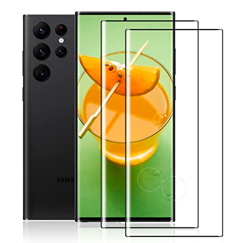 [2 Stück] Schutzfolie für Samsung Galaxy S22 Ultra 5G Folie, 9H Härte Premium Glas, HD Schutzglas, Anti-Kratzen, 3D Full Screen Displayschutz, Panzer Schutz Glas für Galaxy S22 Ultra von BERMIEU