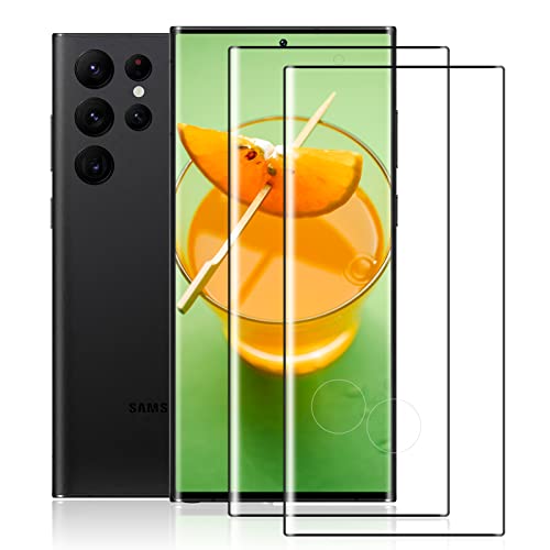 [2 Stück] Schutzfolie für Samsung Galaxy S22 Ultra 5G Folie, 9H Härte Premium Glas, HD Schutzglas, Anti-Kratzen, 3D Full Screen Displayschutz, Panzer Schutz Glas für Galaxy S22 Ultra von BERMIEU