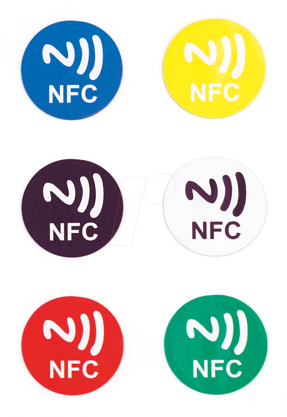 BERRYBASE 125452 - RFID / NFC Tags, selbstklebend, farbig, 6 Stück von BERRYBASE