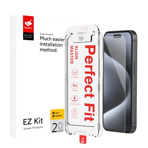 BERSEM 2 Stück Gehärtetes Glas Schutzfolie für iPhone 15 Pro Max 6,7 Zoll mit Einfaches Installationswerkzeug, Bläschenfrei, Hüllenfreundlich, Anti-Kratzer BERSEM 2 Stück Gehärtetes Glas Schutzfolie für iPhone 15 Pro Max 6,7 Zoll mit Einfaches Installationswerkzeug, Bläschenfrei, Hüllenfreundlich, Anti-Kratzer von BERSEM