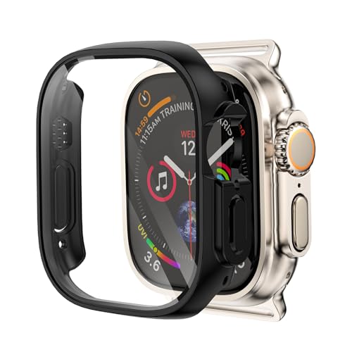 BERSEM 2 Stück Hard Hülle kompatibel mit Apple Watch Ultra 2 (2023)/Ultra 49mm mit PC Rundum Glas Displayschutz Schutzhülle, Umfassender Schutz, HD Klar, Kratzfest -Mattschwarz von BERSEM