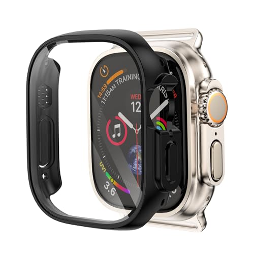 BERSEM 2 Stück Hard Hülle kompatibel mit Apple Watch Ultra 2 (2023)/ Ultra 49mm mit PC Rundum Glas Displayschutz Schutzhülle, Umfassender Schutz, HD Klar, Kratzfest -Mattschwarz von BERSEM