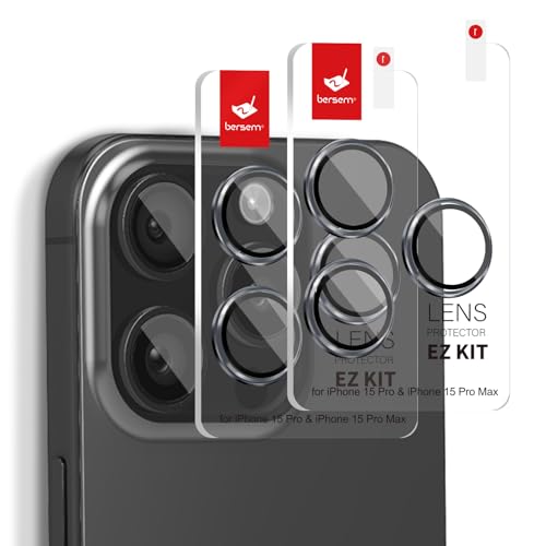 BERSEM 2 Stück Kameraschutz für iPhone 15 pro max/iPhone 15 Pro EZ Kit, 9H Gehärtetes Glas, Anti-Kratzer, HD-klar, Hüllenfreundlich, Kamera Schutzfolie– SCHWARZ BERSEM 2 Stück Kameraschutz für iPhone 15 pro max/iPhone 15 Pro EZ Kit, 9H Gehärtetes Glas, Anti-Kratzer, HD-klar, Hüllenfreundlich, Kamera Schutzfolie– SCHWARZ von BERSEM