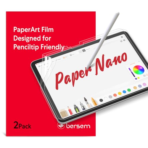 BERSEM 2 Stück Papier Schutzfolie Kompatibel mit iPad 10. Generation 10.9 Zoll (2022), Mattes PET Folie zum Zeichnen, Blendschutz, Schreiben wie Papier, einfache Anbringung von BERSEM