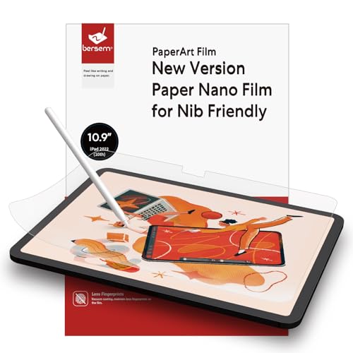 BERSEM 2 Stück Papier Schutzfolie Kompatibel mit iPad 10. Generation 10.9 Zoll (2022), Mattes PET Folie zum Zeichnen, Blendschutz, Schreiben wie Papier, einfache Anbringung von BERSEM