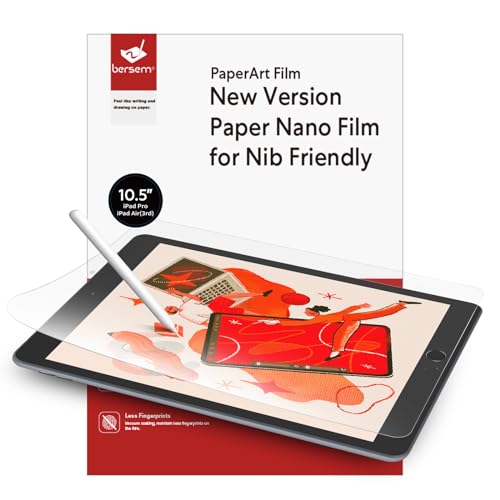 BERSEM 2 Stück Papier Schutzfolie Kompatibel mit iPad Air 3 2019 & iPad Pro 10.5 2017 PET-Folie zum Zeichnen, Blendschutz, blasenfrei, hohe Berührungsempfindlichkeit, Fallfreundlich von BERSEM
