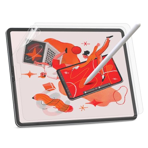 BERSEM 2 Stück Papier Schutzfolie Kompatibel mit iPad Pro 12.9 (2022 & 2021 & 2020 & 2018 Modelle) Mattes PET Folie zum Zeichnen, Blendschutz, Schreiben wie Papier, einfache Anbringung von BERSEM
