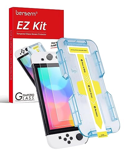 BERSEM 2 Stück Schutzfolie aus gehärtetem Glas Kompatibel mit Nintendo Switch OLED 7 Zoll 2021, Automatische Ausrichtung Bausatz/9H/HD Klar/Anti-Kratzer/Blasenfrei BERSEM 2 Stück Schutzfolie aus gehärtetem Glas Kompatibel mit Nintendo Switch OLED 7 Zoll 2021, Automatische Ausrichtung Bausatz/9H/HD Klar/Anti-Kratzer/Blasenfrei von BERSEM