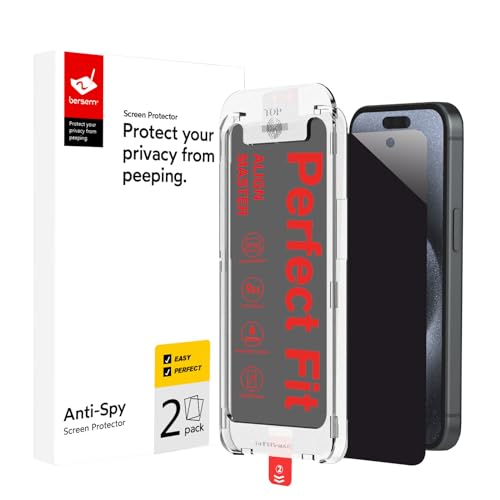 BERSEM 2 Stück Sichtschutz für iPhone 15 Pro Max 6,7 Zoll Anti-Spähen Gehärtetes Glas Schutzfolie mit Einfacher Installationswerkzeug, 9H Härte, Blasenfrei, Anti-Kratzer, Hüllenfreundlich BERSEM 2 Stück Sichtschutz für iPhone 15 Pro Max 6,7 Zoll Anti-Spähen Gehärtetes Glas Schutzfolie mit Einfacher Installationswerkzeug, 9H Härte, Blasenfrei, Anti-Kratzer, Hüllenfreundlich von BERSEM
