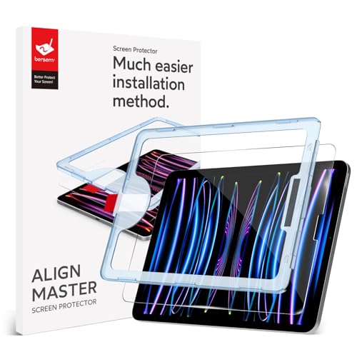 BERSEM Schutzfolie für iPad Pro 12,9 Zoll (Modelle 2022 & 2021 & 2020 & 2018) 9H Gehärtete Glas Folie, HD-Klarheit, Kratzfest, Fallfreundlich, mit Einfacher Anbringungsschale-1 Stück von BERSEM