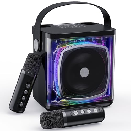 BESCOST Karaoke Maschine mit 2 Kabellosen Mikrofonen, Tragbare Karaoke Anlage für Erwachsene & Kinder, Karaoke Maschine mit RGB-Licht Unterstützt 7 wechselnden Stimmeffekten von BESCOST