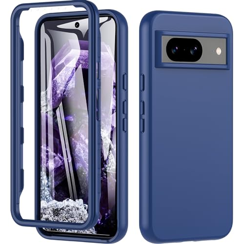 BESINPO Für Google Pixel 8 Hülle, Pixel 8 Hülle Mit Eingebautem Displayschutz, 360° Rundumschutz TPU Robust Bumper Case Stoßfest Outdoor Handyhülle Schutzhülle für Google Pixel 8 - Blau von BESINPO