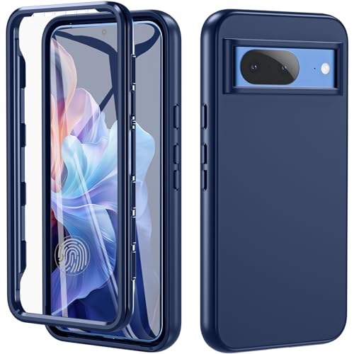 BESINPO Für Google Pixel 8A Hülle, Pixel 8A Hülle, 360°Grad Case Rundumschutz mit Eingebautem Displayschutz Silikon Robust Cover Outdoor Kratzfest Bumper Schutzhülle Handyhülle für Pixel 8A(Blau) von BESINPO