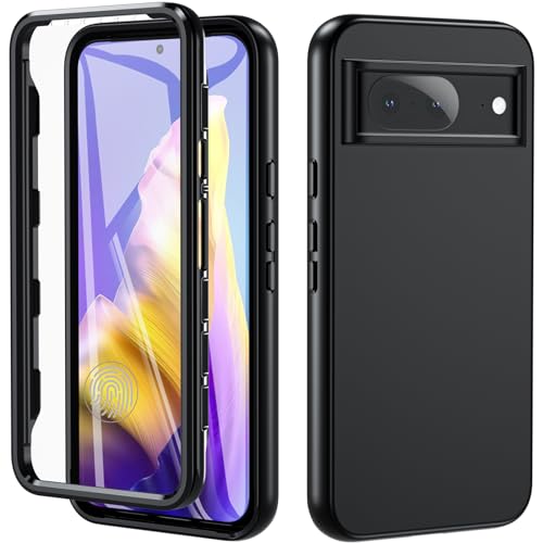 BESINPO Für Google Pixel 8a Hülle, Pixel 8a Hülle, Silikon 360°Grad Case Rundumschutz mit Eingebautem Displayschutz Robust Cover Outdoor Kratzfest Bumper Schutzhülle Handyhülle für Pixel 8a(Schwarz) von BESINPO