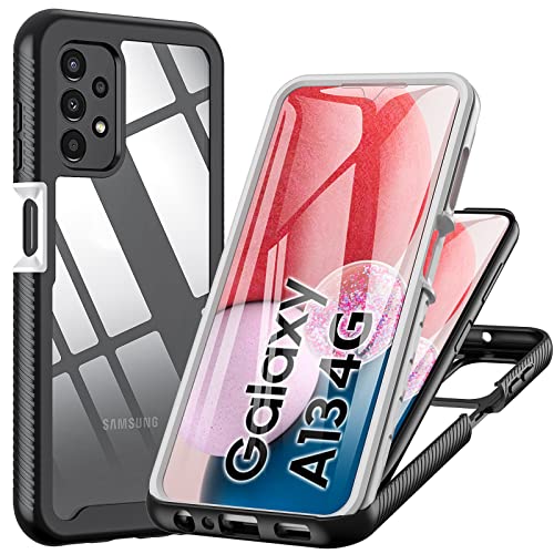 BESINPO Für Samsung A13 Hülle, Samsung Galaxy A13 4g Hülle, 360° Rundumschutz Robust Case Stoßfest Handyhülle Mit Eingebautem Displayschutz, Schutzhülle für Samsung A13 4g (Schwarz grau) von BESINPO