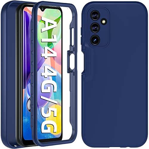 BESINPO Für Samsung A14 5G/A14 4G Hülle,Samsung Galaxy A14 Hülle, 360 Grad Rundumschutz Case mit Integriertem Displayschutz Robust Outdoor Bumper Silikon Schutzhülle Handyhülle für Samsung A14(Blau) von BESINPO