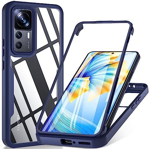 BESINPO Für Xiaomi 12T Pro Hülle, Xiaomi 12T hülle Mit Eingebautem Displayschutz, 360° Stoßfest Robust Case Schutzhülle für Xiaomi 12T/ Xiaomi 12T Pro (Blau) von BESINPO