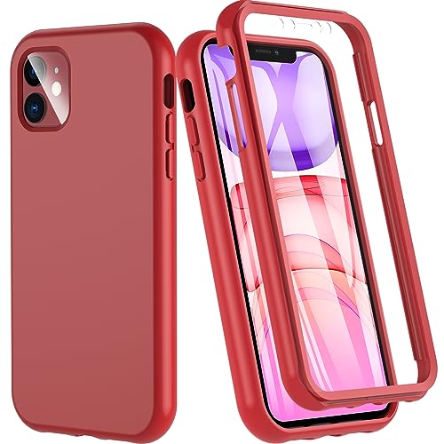 BESINPO Für iPhone 11 Hülle, iPhone 11 Handyhülle,360 Grad Rundumschutz Case mit Eingebautem Displayschutz Stoßfest Cover Bumper Schutzhülle Handyhülle für iPhone 11 (Rot) von BESINPO