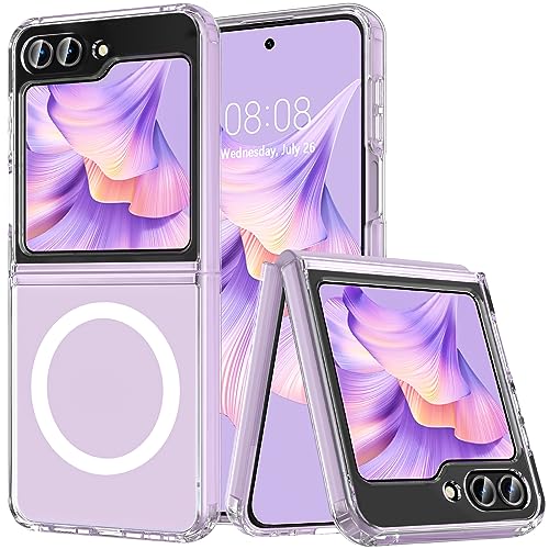 BESINPO Magnetische für Samsung Galaxy Z Flip 5 Hülle, MagSafe Rundumschutz Stoßfest Kratzfeste Handyhülle Bumper Case Outdoor Cover Schutzhülle für Samsung Flip 5 - Transparent von BESINPO