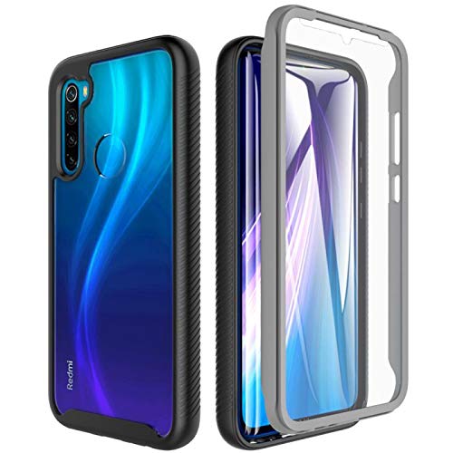 BESINPO Redmi Note 8 Hülle, Handyhülle Xiaomi Redmi Note 8, 360 Grad Rundumschutz mit Eingebautem Displayschutz,Transparent TPU Bumper Cover Schutzhülle Case für Redmi Note 8 Schwarz von BESINPO