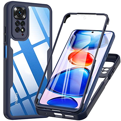 BESINPO Xiaomi Redmi Note 11 Hülle, Redmi Note 11/11S Hülle, 360 Grad Rundumschutz Case Robust Cover mit Weich Eingebautem Displayschutz Outdoor Bumper Schutzhülle Handyhülle Redmi Note 11 (Blau) von BESINPO