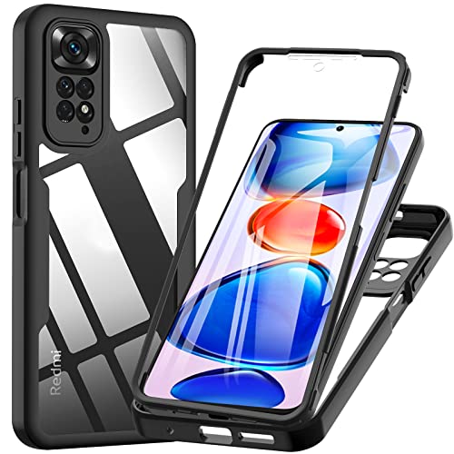 BESINPO Xiaomi Redmi Note 11 Hülle, Redmi Note 11/11S Hülle, 360 Grad Rundumschutz Case Robust Cover mit Weich Eingebautem Displayschutz Outdoor Bumper Schutzhülle Handyhülle Redmi Note 11 (Schwarz) von BESINPO