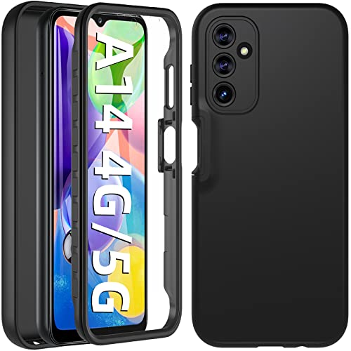 Für Samsung Galaxy A14 5G/A14 4G Hülle, BESINPO 360 Grad Rundumschutz Case mit Integriertem Displayschutz Robust Outdoor Bumper Silikon Schutzhülle Handyhülle (Schwarz) von BESINPO