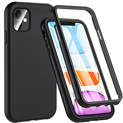 BESINPO Für iPhone 11 Hülle, Handyhülle für iPhone 11,360 Grad Rundumschutz Case mit Eingebautem Displayschutz Stoßfest Cover Bumper Schutzhülle Handyhülle für iPhone 11 (Schwarz) von BESINPO