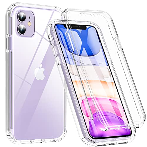 Für iPhone 11 Hülle,BESINPO iPhone 11 Handyhülle,360 Grad Rundumschutz Case mit Eingebautem Displayschutz Stoßfest Cover Bumper Schutzhülle Handyhülle für iPhone 11 (Transparent) von BESINPO