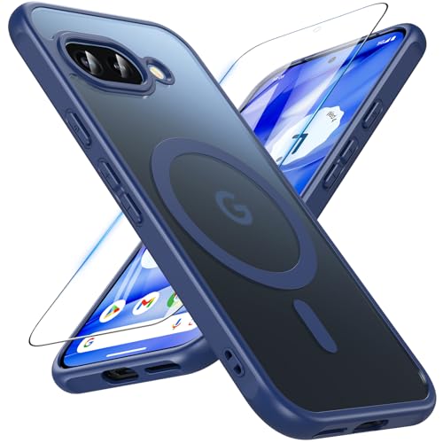 Magnetisch Für Google Pixel 9A Hülle mit Panzerglas Glas,Pixel 9A Hülle Militärschutz Handyhülle für Pixel 9A mit MagSafe Matt Transluzente Schutzfolie Schutzhülle Case Cover für Pixel 9A(Blau) Magnetisch Für Google Pixel 9A Hülle mit Panzerglas Glas,Pixel 9A Hülle Militärschutz Handyhülle für Pixel 9A mit MagSafe Matt Transluzente Schutzfolie Schutzhülle Case Cover für Pixel 9A(Blau) von BESINPO