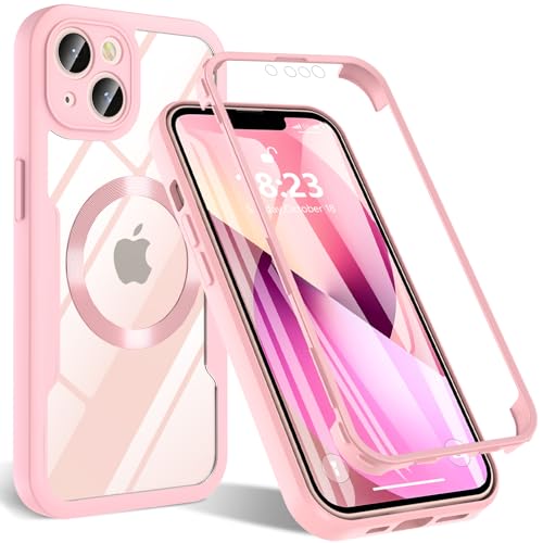 BESINPO Hülle für iPhone 13, Handyhülle für iPhone 13 [mit Schutzfolie] Kameraschutz Magnetisch Stoßfeste Bumper Schutzhülle iPhone 13 Cover Robuste Case Outddor Bumper für iPhone 13(Rosa) von BESINPO