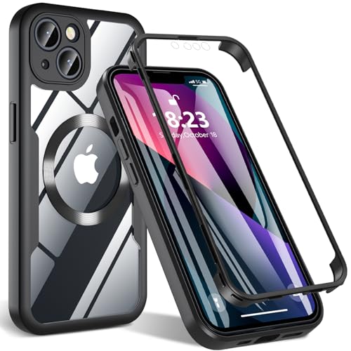 BESINPO Hülle für iPhone 13, Handyhülle für iPhone 13 [mit Schutzfolie] Kameraschutz Magnetisch Stoßfeste Bumper Schutzhülle iPhone 13 Cover Robuste Case Outddor Bumper für iPhone 13(Schwarz) von BESINPO
