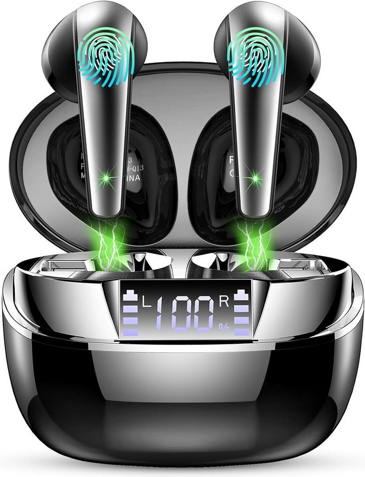 BESNOOW Kabellos Bluetooth 5.3 mit 4 Mikrofon, LED-Anzeige, 2024 Neue In-Ear-Kopfhörer (Kristallklare Anrufe und stabile Verbindung - für ungestörte Kommunikation, ENC Lärmreduzierung Earbuds, 40H Tiefer Bass, IP7 Wasserdicht Ohrhörer) von BESNOOW