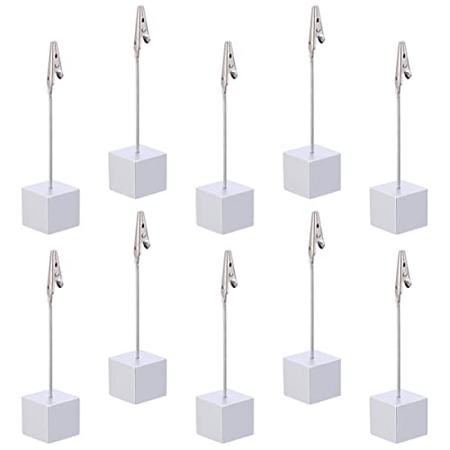 BESPORTBLE 10 Stücke Memo Clip Halter St?nder mit Alligator Clips Cube Base Memo Inhaber Kreative Anmerkung Clip Kartenhalter Foto Klammer für Home Office (Silber) Tischnummern Hochzeit von BESPORTBLE