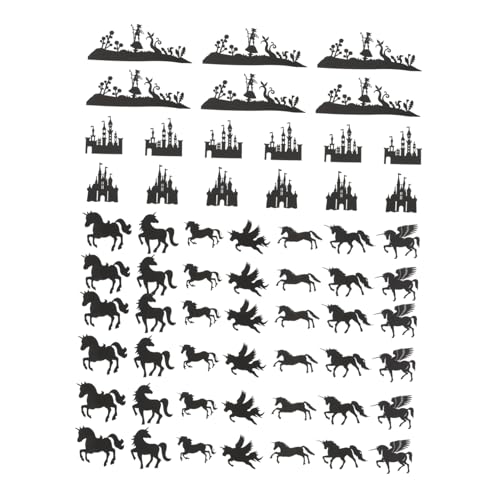 BESPORTBLE 60 Stück Schwarze Einhorn Und Fee Aufkleber - Dekorative Elfen Sticker Für Laternen - Scrapbooking Fenster Und Glas Kreative Wandgestaltung Und Personalisiertes Design von BESPORTBLE