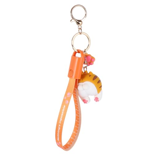 BESPORTBLE Cartoon Hanging Ornament Schlüsselbund Kabel Schlüsselanhänger Ladedatenleitung USB Datenleitung zum Aufladen des Telefons Telefon Ladeleitung Smartphone-Datenleitung Abs Orange von BESPORTBLE