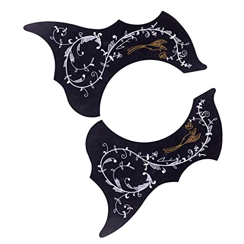 Set mit 2 Pickguards in Vogelform für Akustikgitarre, Ersatz – PVC-Kratzplatte für 40/41 Zoll Folk-Gitarren – Rot/Weiß/Schwarz Weiß/Schwarz Gold Set mit 2 Pickguards in Vogelform für Akustikgitarre, Ersatz – PVC-Kratzplatte für 40/41 Zoll Folk-Gitarren – Rot/Weiß/Schwarz Weiß/Schwarz Gold von BESSTUUP