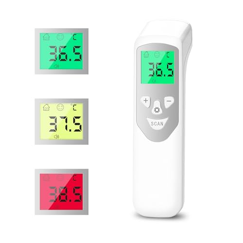 BESTEK Fieberthermometer Kontaktlos Stirnthermometer, Digitales Infrarot Thermometer für Erwachsene Baby mit Genaue Messungen, Fieberalarm, LCD Anzeige, Schalter °C oder °F, 32 Speicherabruf, Weiß von BESTEK