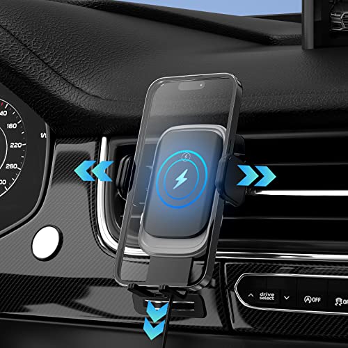 BESTEK Handyhalterung Auto mit Ladefunktion, 15W Fast Wireless Charger Auto Kabellose Ladegeräte kfz Handyhalter Lüftung Universal für iPhone Samsung LG Google Huawei usw von BESTEK