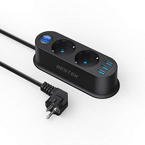 BESTEK Steckdosenleiste mit 2 Steckdosen mit 3 USB-Ports, Mini-Steckdose, 2500 W, geeignet für Zuhause, Campus-Schlafsäle, Büros, Reisen und andere Szenarien BESTEK Steckdosenleiste mit 2 Steckdosen mit 3 USB-Ports, Mini-Steckdose, 2500 W, geeignet für Zuhause, Campus-Schlafsäle, Büros, Reisen und andere Szenarien von BESTEK