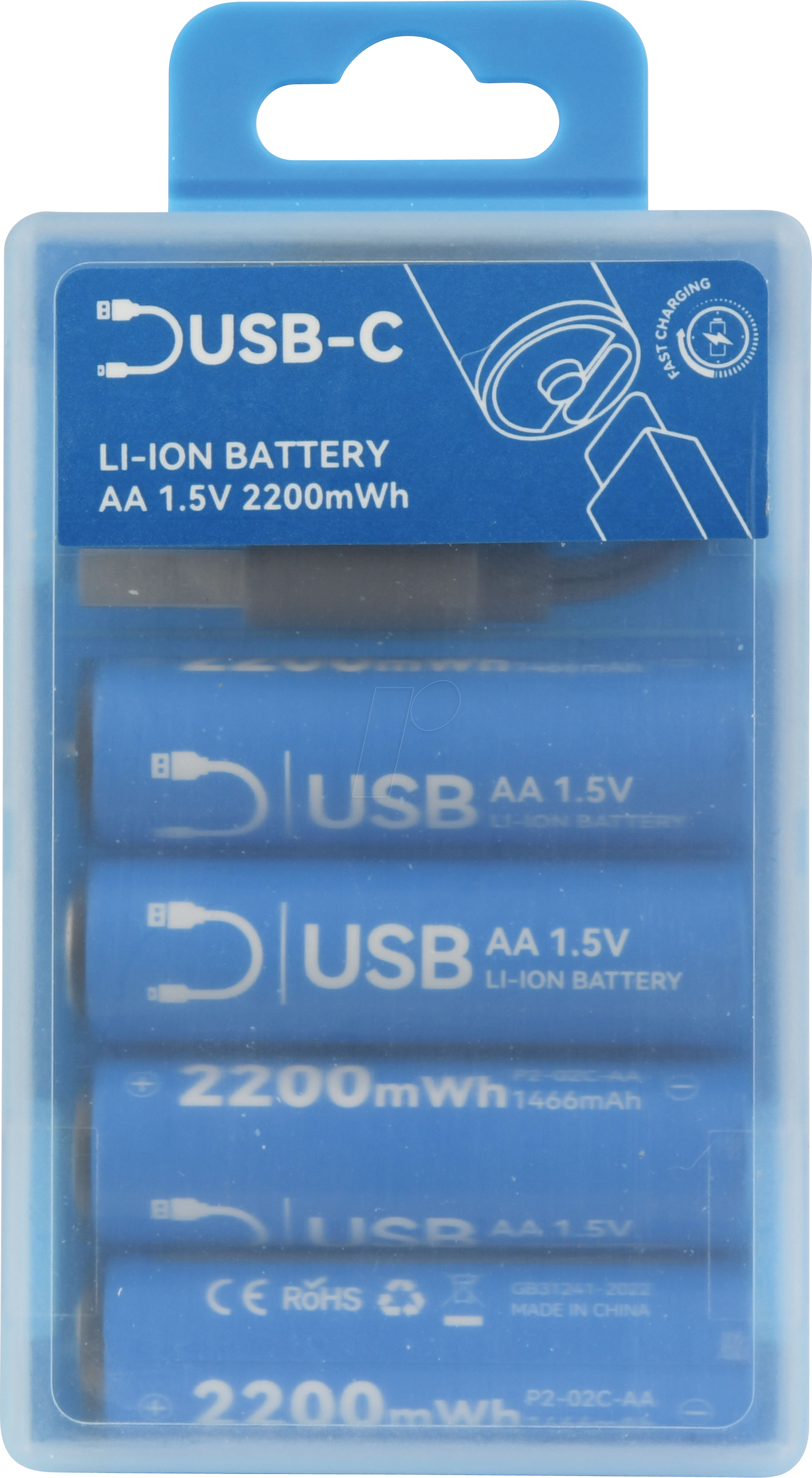 BESTON 4XAA-USB - Li-Ion-Akku, AA (Mignon), 1,5 V, 1300 mAh, USB-C, 4er-Pack von BESTON